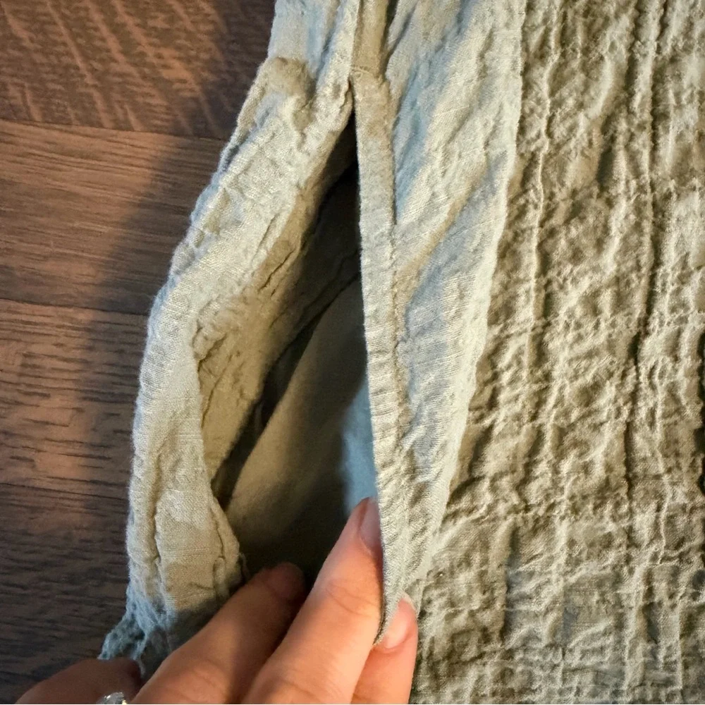 Abercrombie & Fitch Sage Green Crinkled Shirt Mini Dress - Picture 6 of 16